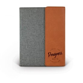 This Canvas/Vegan Leather Padfolio With Notepad Features The Inspirational Message “Strive For Progress Not Perfection”