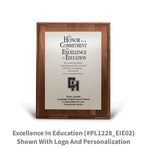 7x9 walnut plaque with brushed silver plate featuring to honor commitment message